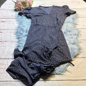 Prettygarden Navy White Floral Wrap Maxi Dress sz L